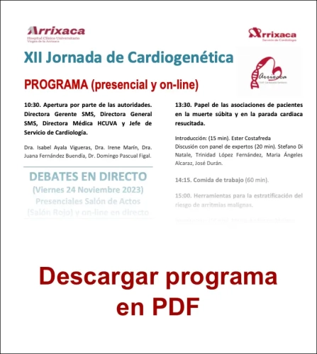 Descargar programa XII Jornada Cardiogenética